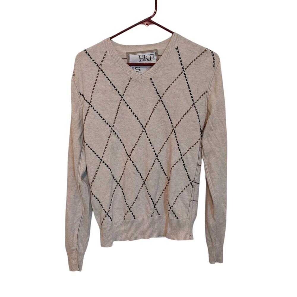 BKE Sweater Argyle Stripe Cotton Slim Fit Size Small